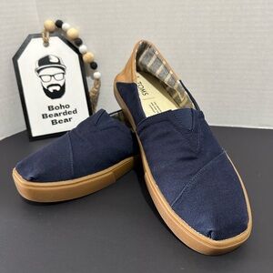 TOMS Men Navy Blue & Brown Colourblocked Slip on Loafers size 10.5